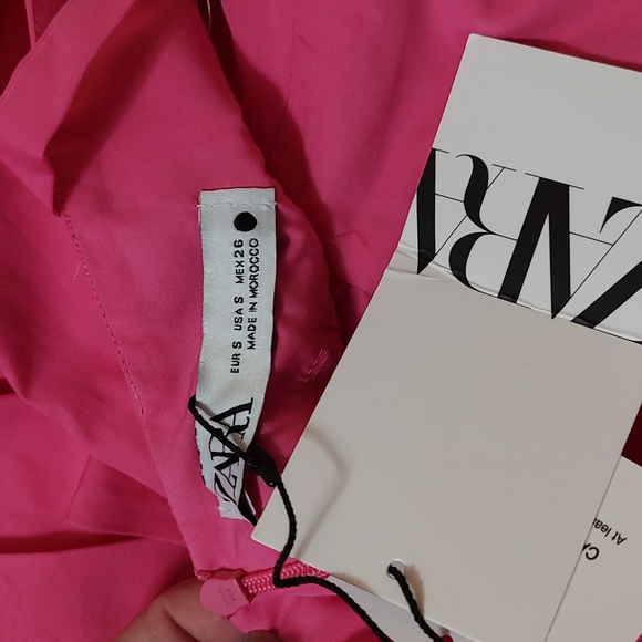 Zara Pink Tied Poplin Dress size small - Picture 8 of 11